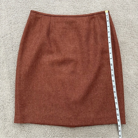 Le Suit Petite Rust Orange Wool / Tweed Look Two Piece Blazer and Skirt Set - Picture 15 of 16
